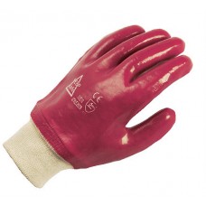 Knit Wrist Red PVC Gloves