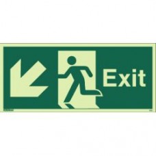 Fire Exit Man Arrow Down Left Sign