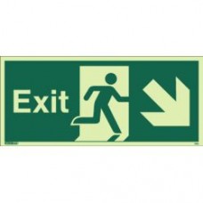 Fire Exit Man Arrow Down Right Sign